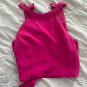 Pink Open Back Halter Top